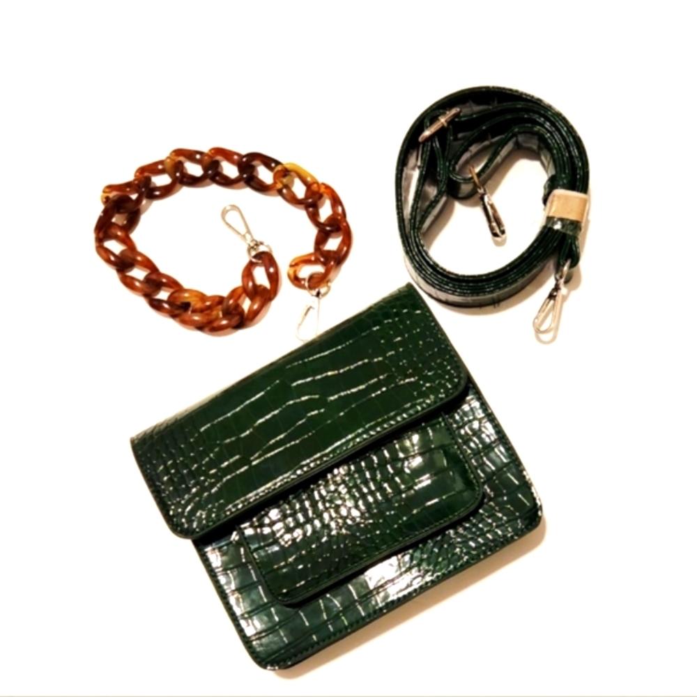 Croc Embossed Handbag With Shoulder Strap - Picture 2 of 3